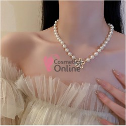 Colier elegant AS16PP Auriu cu perle albe sidefate